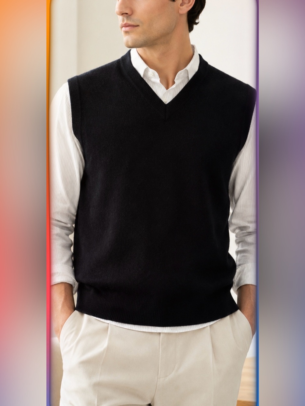 Club Room Men’s 100% Lambswool Sweater Vest Black V-Neck Size M